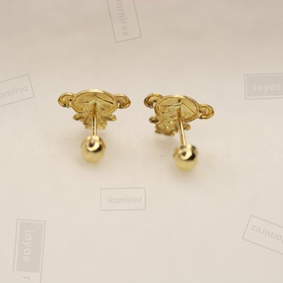 Enamel Girl Stud Earrings For Kids In Solid 14K Gold • Jewelry For Girls. - Picture 6 of 15